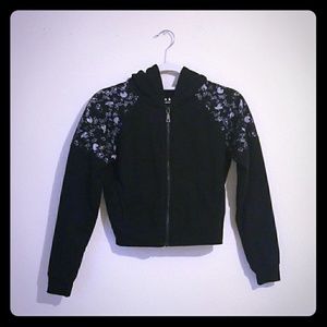 Black hoodie jacket with lace
